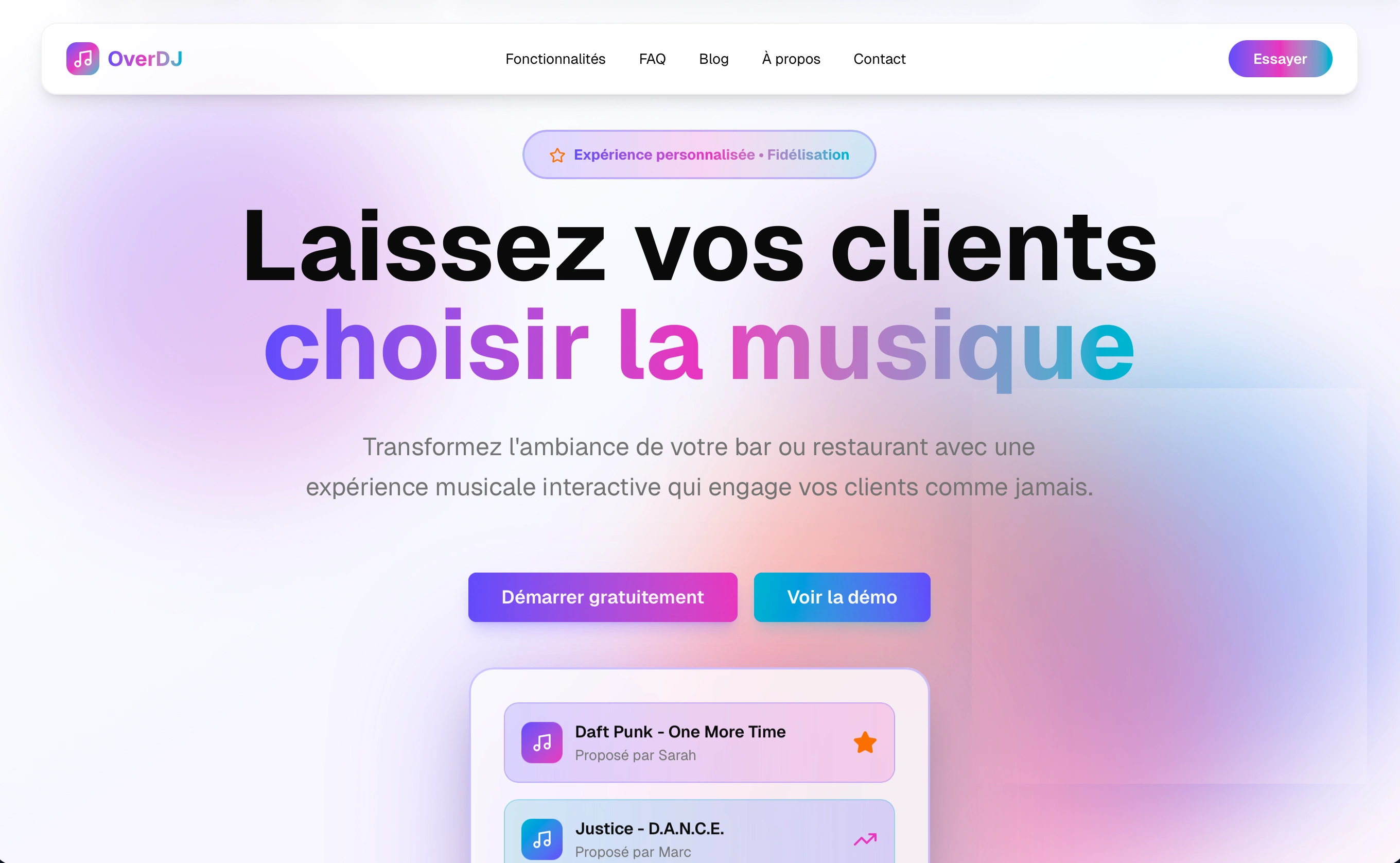 Exemple de site web pour DJ et événementiel - Design dynamique et moderne